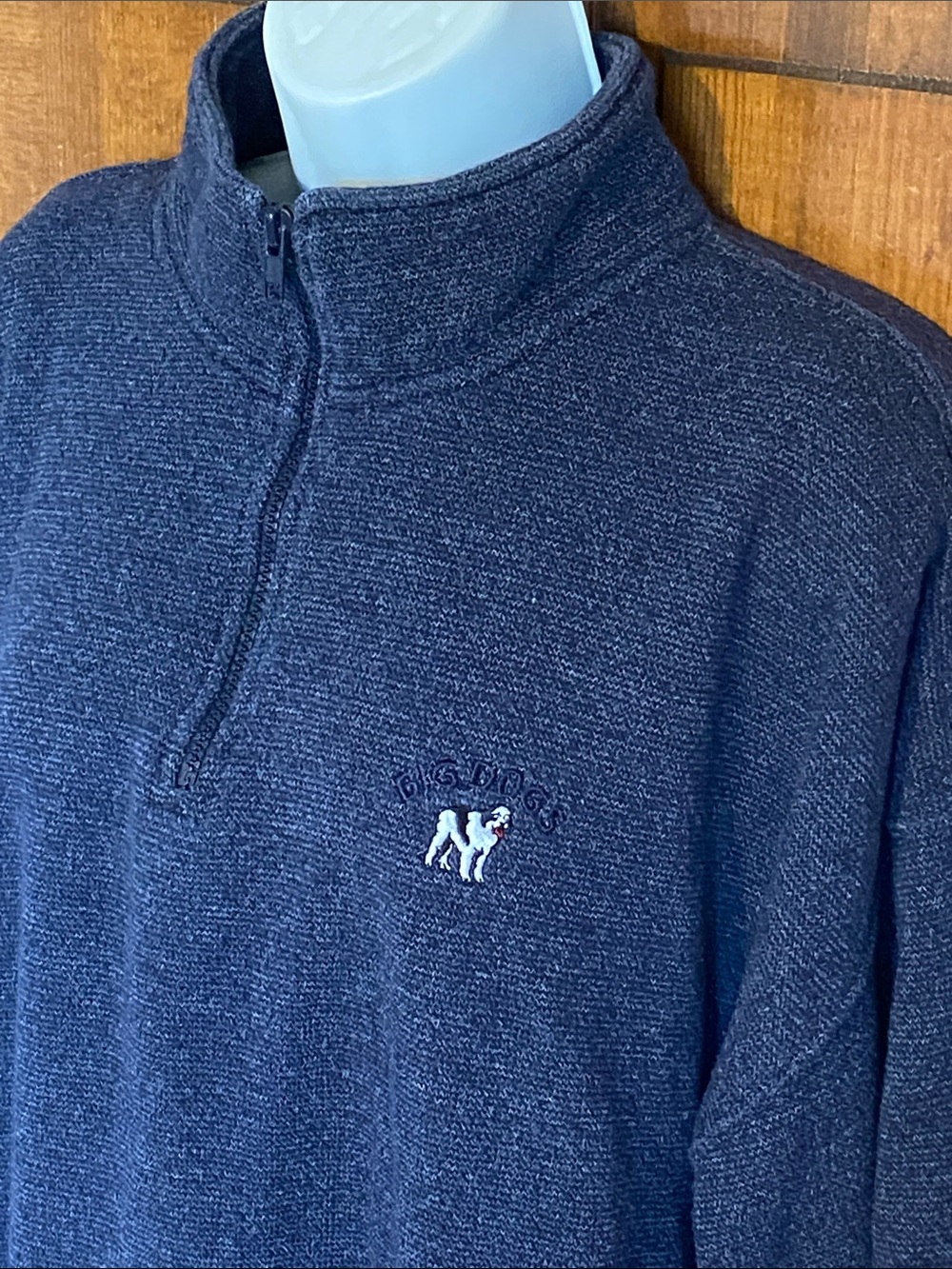 vintage Big Dogs Navy blue fleece quarter-zip pullover Size XL